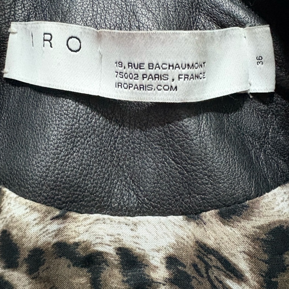 IRO Black Leather Biker Jacket Dylan Size 36 Lambskin Cropped Moto US 4 XS/S - Picture 4 of 12